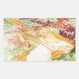 Adesivo Retangular Arte floral Nouveau do vintage do primavera de