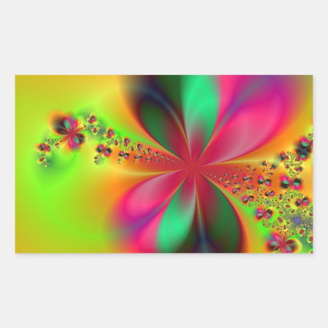 Adesivo Retangular Arte Fractal Dança de Fogo (Frente)
