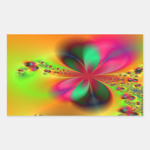 Adesivo Retangular Arte Fractal de Dança de Fogo
