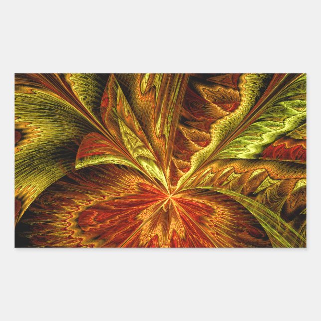 Adesivo Retangular Arte Fractal de Orquídea de Outono (Frente)