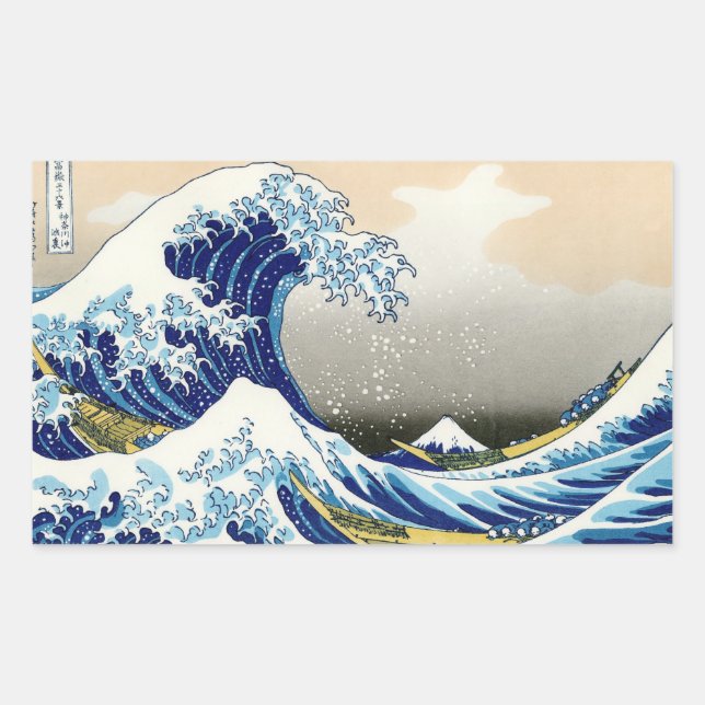 Adesivo Retangular Arte fuji clássica do Japão Legal (Frente)