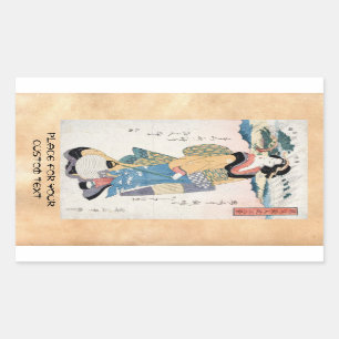 Adesivo Retangular Arte japonesa da gueixa do rolo do ukiyo-e do