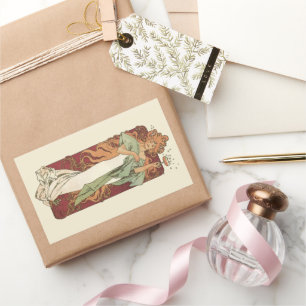 Adesivo Retangular Arte Nova Antiga, Champanhe por Alphonse Mucha