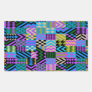Adesivo Retangular Arte Popular Tribal - Azul