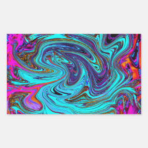 Adesivo Retangular Arte retrógrada de Abstrato de esmeril azul-aqua e