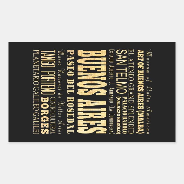 Adesivo Retangular Arte tipográfica de Buenos Aires (Frente)