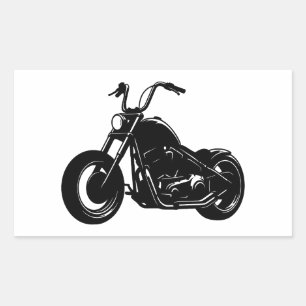 Adesivo Retangular Arte Vetorial de Moto Clássica Cruiser Preto e Bra