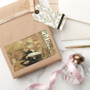 Adesivo Retangular Arte Vintage Art Nouveau Biscoitos Flirt, Alphonse