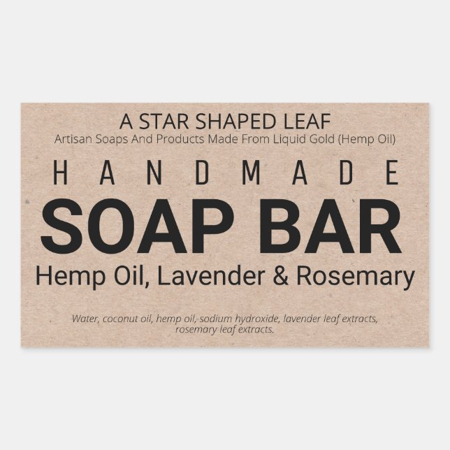 Adesivo Retangular Artisan Handmade Hemp Soap (Frente)