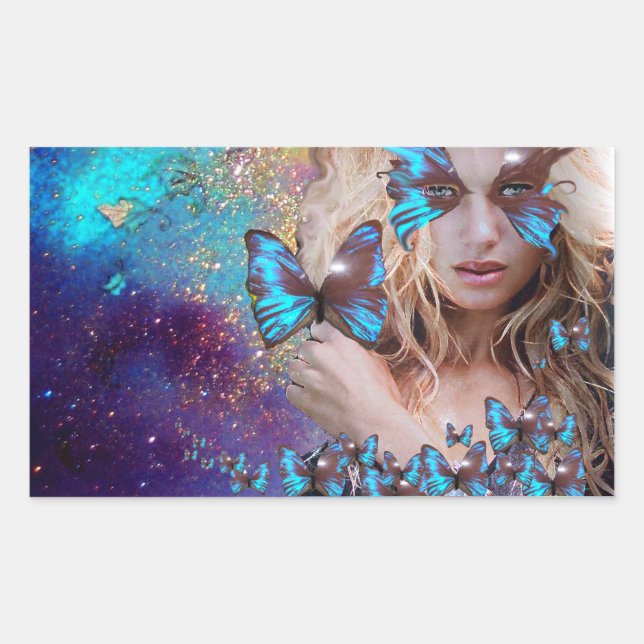ADESIVO RETANGULAR ARTISTA BLUE BUTERRFLY BEAUTY MAKEUP (Frente)