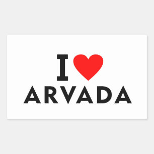 Adesivo Retangular Arvada Estados Unidos América EUA amo cidade coraç