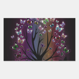 Adesivo Retangular Árvore borboleta