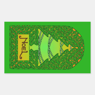 Adesivo Retangular Árvore Celta de Natal - Verde