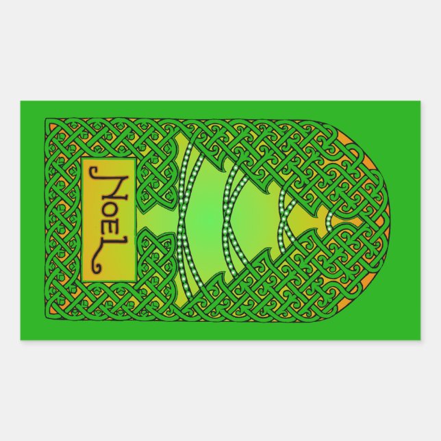 Adesivo Retangular Árvore Celta de Natal - Verde (Frente)