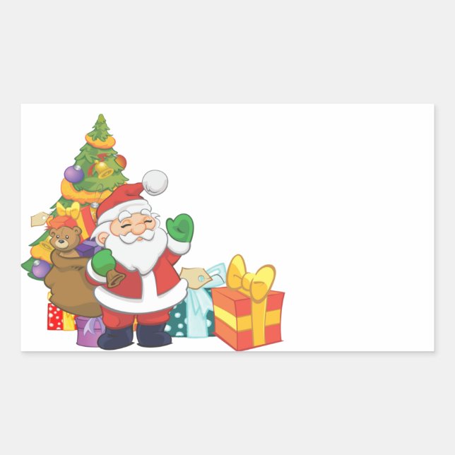 Adesivo Retangular Árvore de Natal de Papai Noel (Frente)
