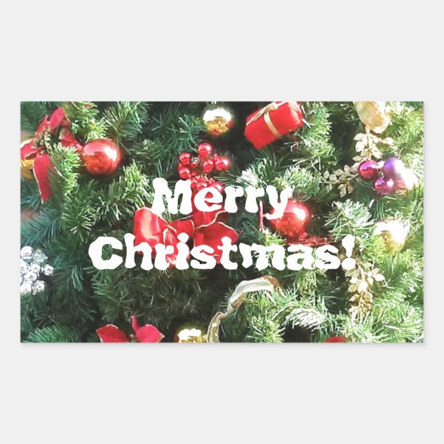 Adesivo Retangular Árvore de Natal decorada (Frente)