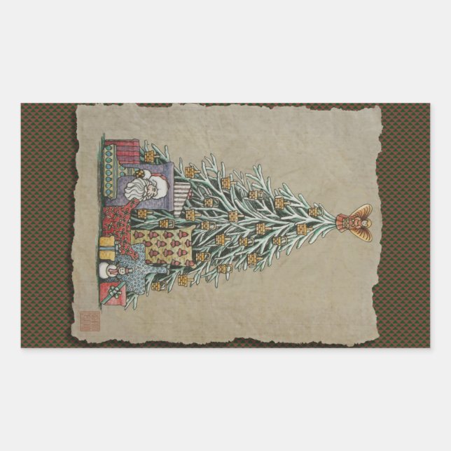 Adesivo Retangular Árvore de Natal e Apresentações (Frente)