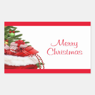 Adesivo Retangular Árvore De Natal E Presentes Personalizados De mode