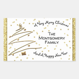 Adesivo Retangular Árvore de Natal ouro