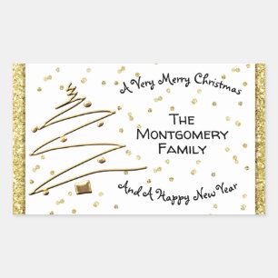 Adesivo Retangular Árvore de Natal ouro