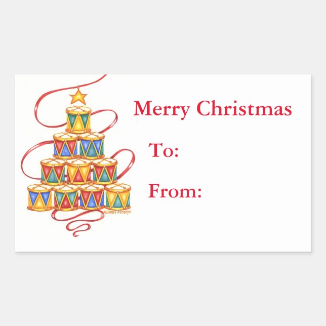 Adesivo Retangular Árvore de Rótulos de Presente de Natal (Frente)
