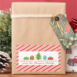 Adesivo Retangular Árvore Whimsical e presentes Feliz Natal De