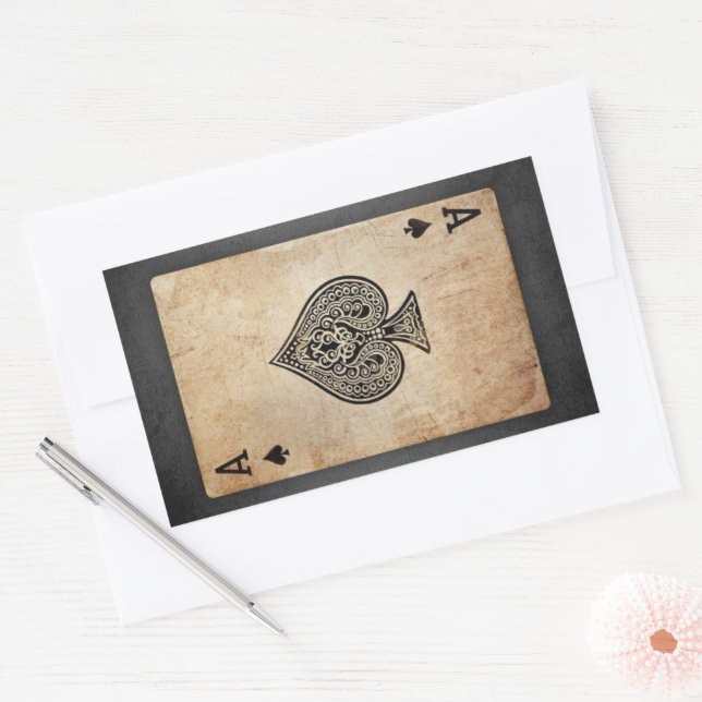 Adesivo Retangular Ás de travesseiro decorativo de espadas (Envelope)