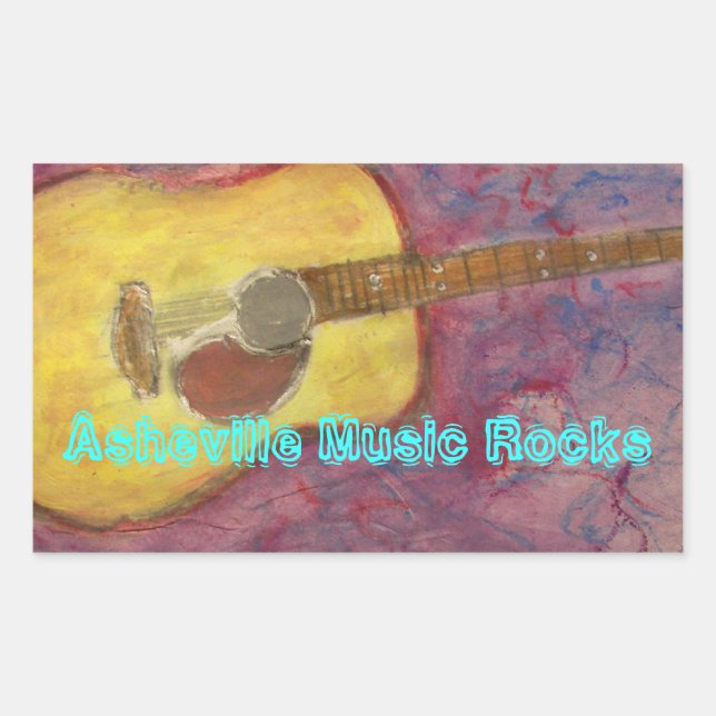 Adesivo Retangular Asheville Music Rocks (Frente)