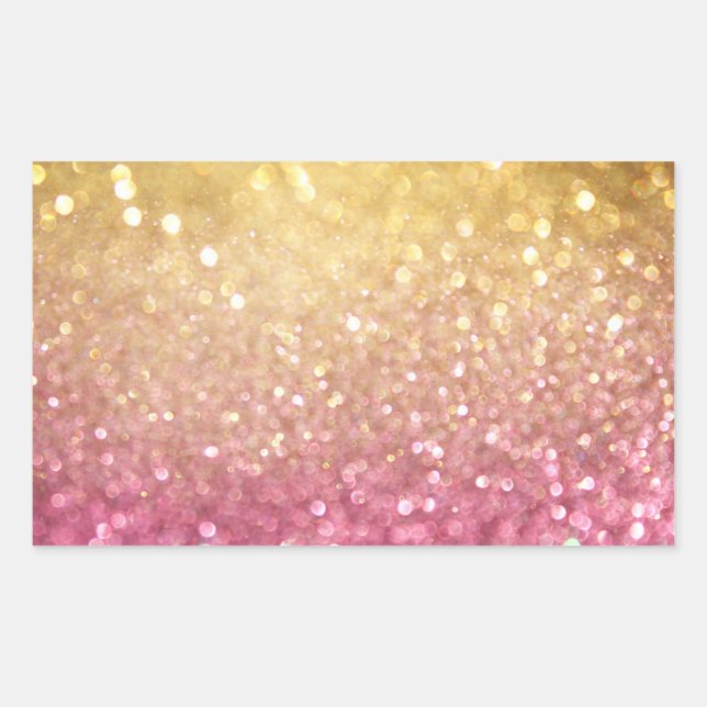 Adesivo Retangular aspecto cor-de-rosa e dourado (Frente)