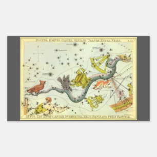 Adesivo Retangular Astronomia do vintage, estrelas da constelação d