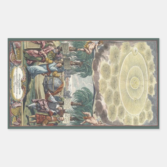 Adesivo Retangular Atlas Coelestis de Doppelmaier, Astronomia Vintage (Frente)