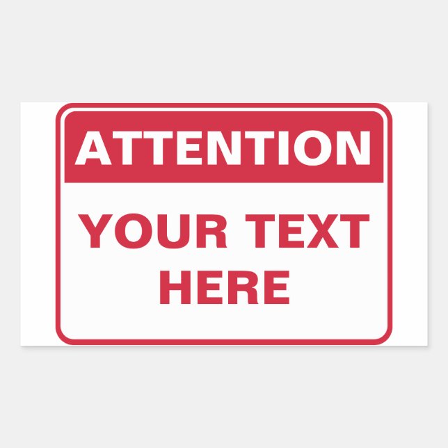 Adesivo Retangular Attention Sign, template (Frente)