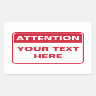 Adesivo Retangular Attention Sign, template