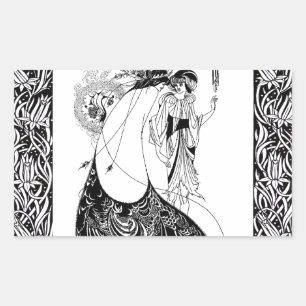 Adesivo Retangular Aubrey Beardsley A Saia do Pavão Art Nouveau