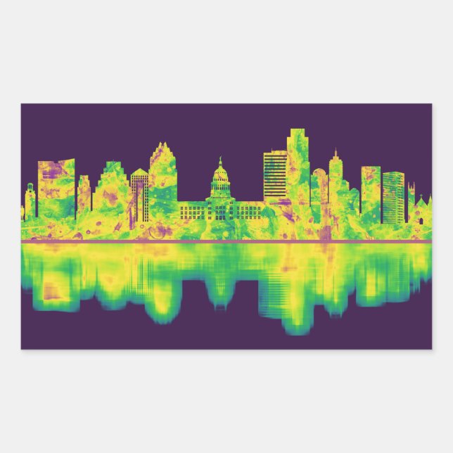 Adesivo Retangular Austin Texas Skyline (Frente)