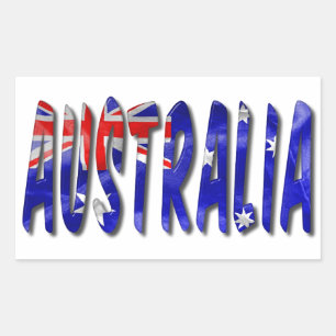 Adesivo Retangular Austrália Palavra com Textura de Sinalizador