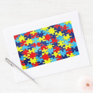 Adesivo Retangular Autismo Awareness Quebra-cabeça por Shirley Taylo