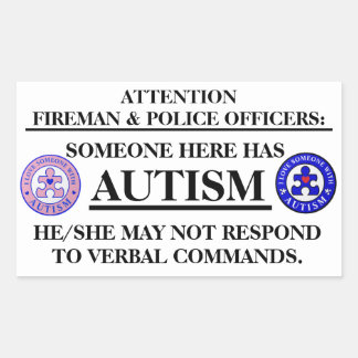 Adesivo Retangular AutismPuzzlePiece.com Autism Fire/Emergency Safety