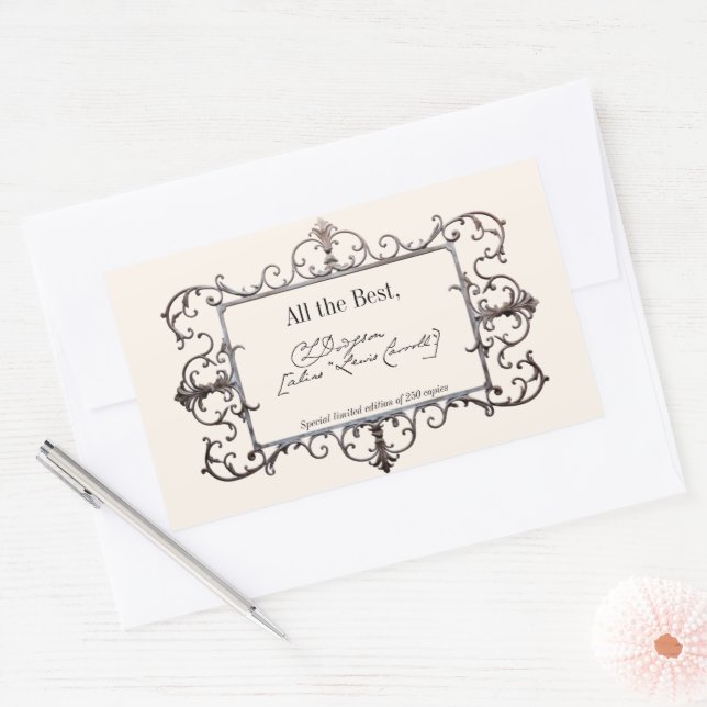 Adesivo Retangular Autor de Assinatura Vitoriano BookPlate Modelo (Envelope)