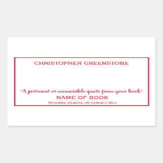 Adesivo Retangular Autora Assinatura Red Bookplate