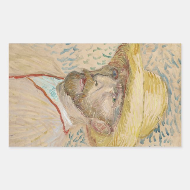 Adesivo Retangular autorretrato de Van Gogh com chapéu de palha (Frente)