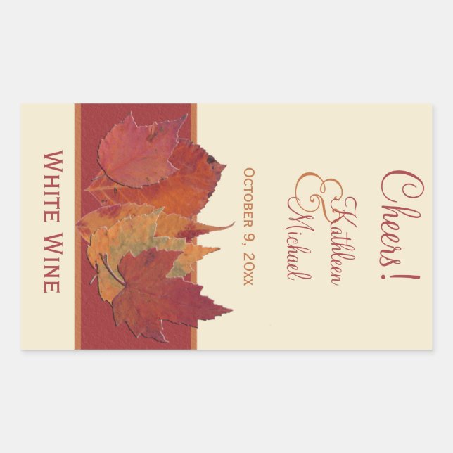 Adesivo Retangular Autumn Leaves II Vinho de Casamento (Frente)