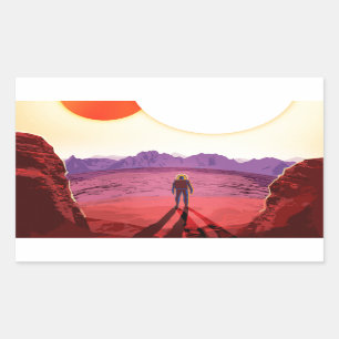 Adesivo Retangular Aventura do Planeta de Destino de Viagem de Espaç