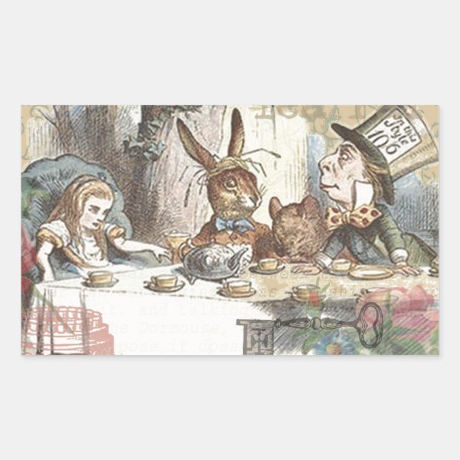 Adesivo Retangular Aventuras de Alice no País das Maravilhas - Chá Ma (Frente)