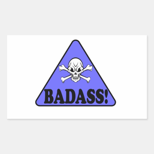 Adesivo Retangular Aviso!Badass (Frente)