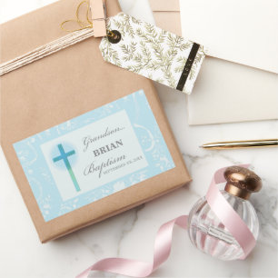 Adesivo Retangular Avô Baptism Blue Lace Personalizado