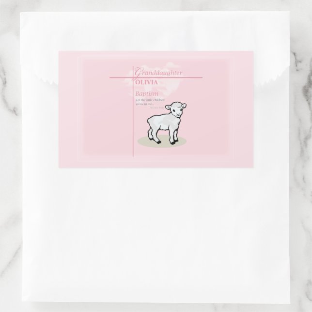 Adesivo Retangular Avô Baptism Lâmpada Rosa Personalizada (Bolsa)