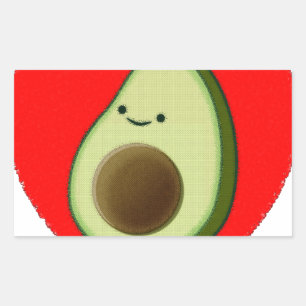 Adesivo Retangular Avocado Bonito No Coração Vermelho