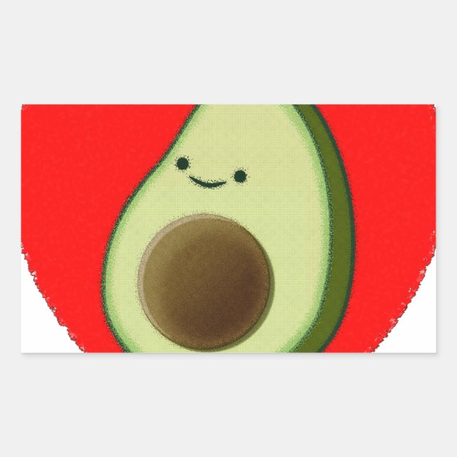 Adesivo Retangular Avocado Bonito No Coração Vermelho (Frente)
