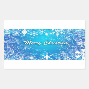 Adesivo Retangular Azul branco do Feliz Natal